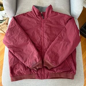 VTG LL Bean Nylon Fleece Lined Full Zip Bomber Jacket Maroon Men's XXL Reg